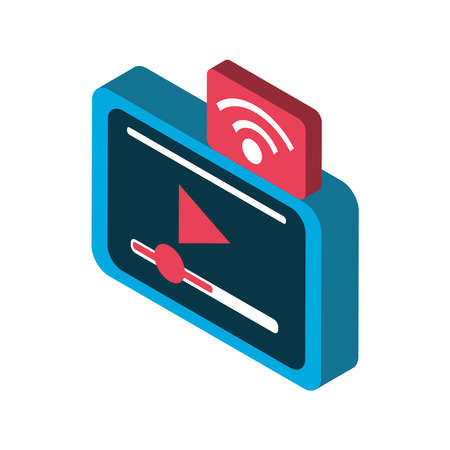 device digital internet connection video vector illustration isometric icon isolatedのイラスト素材