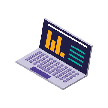 laptop computer report financial vector illustration isometric icon isolatedのイラスト素材