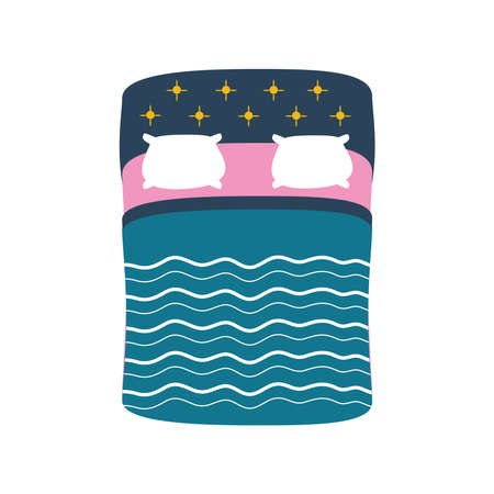 top view bed pillows cartoonのイラスト素材