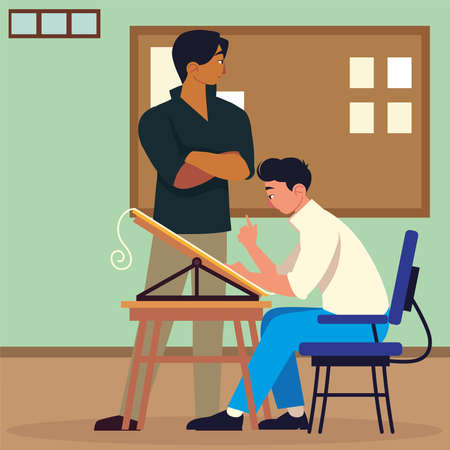 teamwork men thinking meeting officeのイラスト素材