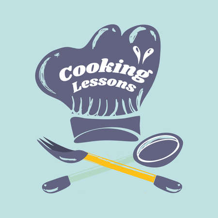 cooking hat spoon cutlery cartoonのイラスト素材