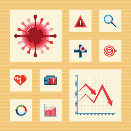 set economy covid 19 impact businessのイラスト素材