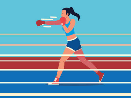 woman boxing ring professional sportのイラスト素材