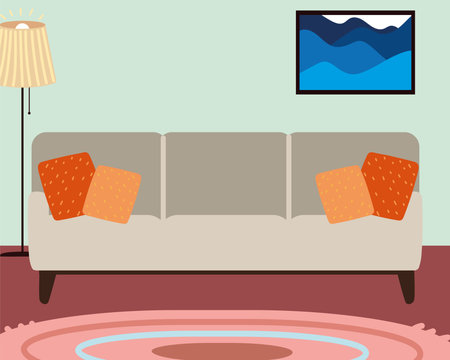 home interior chair carpet lampのイラスト素材