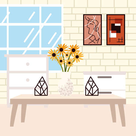 home interior ornaments furnitures decorationのイラスト素材