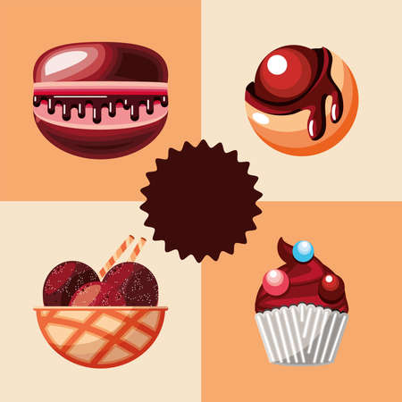 confectionery chocolate dessert macaroon cupcakeのイラスト素材