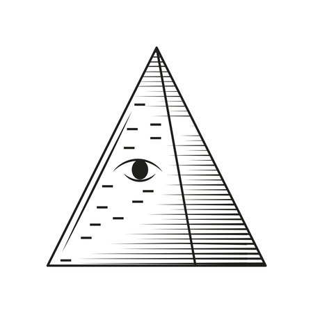 pyramid mystic esoteric astrology sketchのイラスト素材