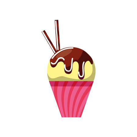 cupcake melted chocolate sweet desertのイラスト素材