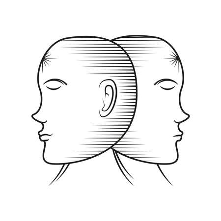 zodiac gemini astrology insignia sketchのイラスト素材