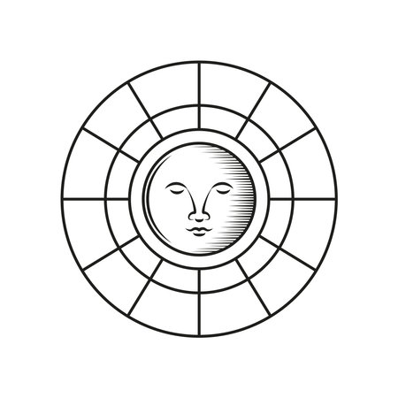 coin astrology face esotericism sketchのイラスト素材