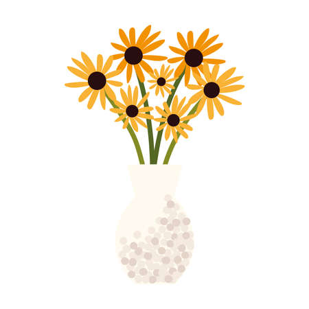 flowers in vase decoration isolatedのイラスト素材