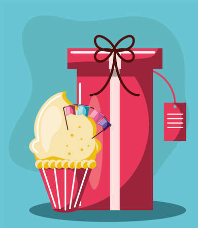 birthday cupcake gift party celebrationのイラスト素材