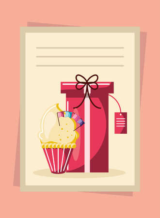 birthday party celebration gift cupcakeのイラスト素材