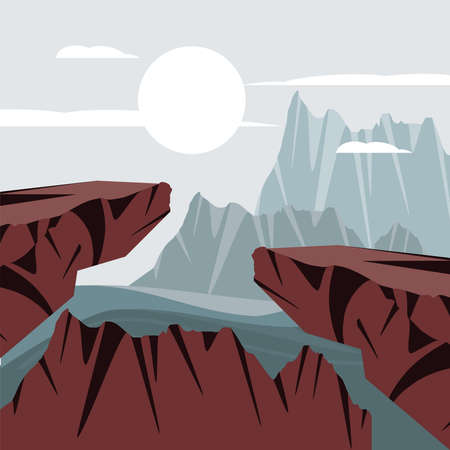 mountain crag landscape dry sceneのイラスト素材