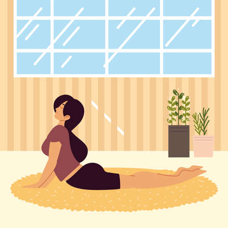 female practicing yoga activity isolatedのイラスト素材