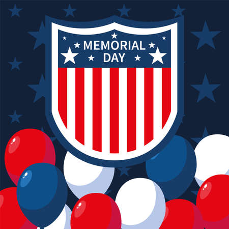 memorial day flag balloons celebrationのイラスト素材