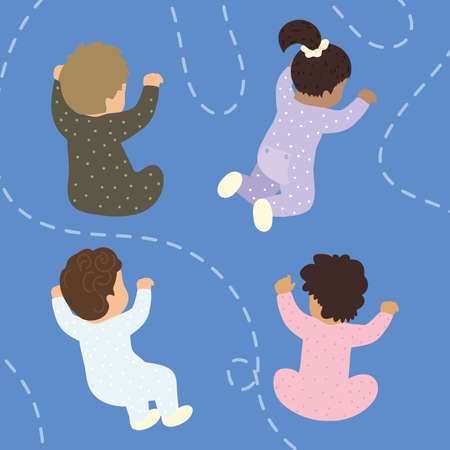 cute babies sitting cartoon setのイラスト素材