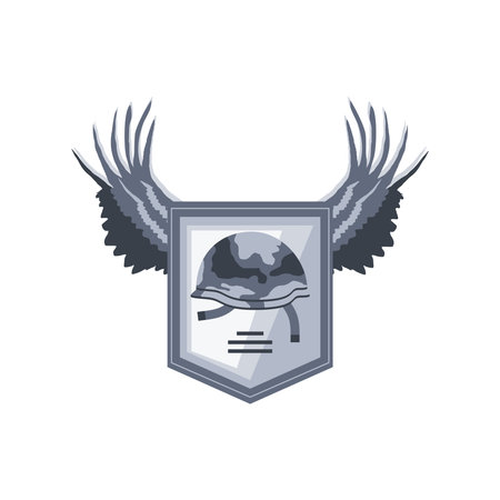 military shield helmet wings emblemのイラスト素材