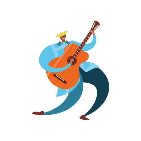 musician male character playing guitarのイラスト素材