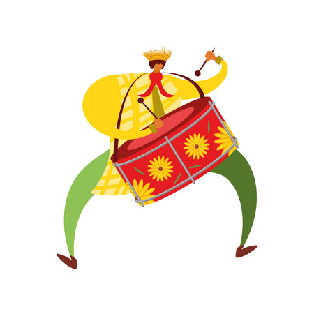musician male cartoon with drum isolated