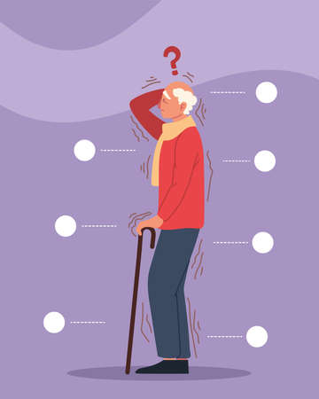 parkinson elderly man with tremorのイラスト素材