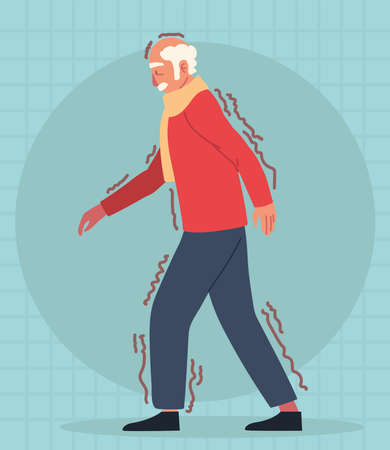 man walking with tremor parkinsonのイラスト素材