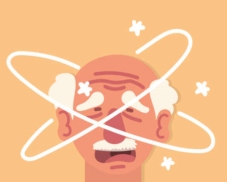 parkinson confused grandpa face cartoonのイラスト素材