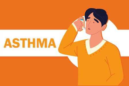 asthmatic man obstructive pulmonary diseaseのイラスト素材