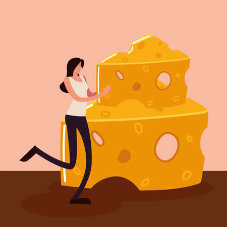girl fresh slice cheese freshのイラスト素材