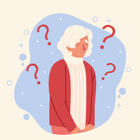 old woman memory loss diseaseのイラスト素材