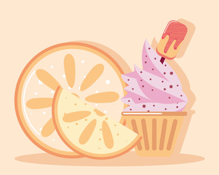 cupcake icecream lemon dessert snackのイラスト素材
