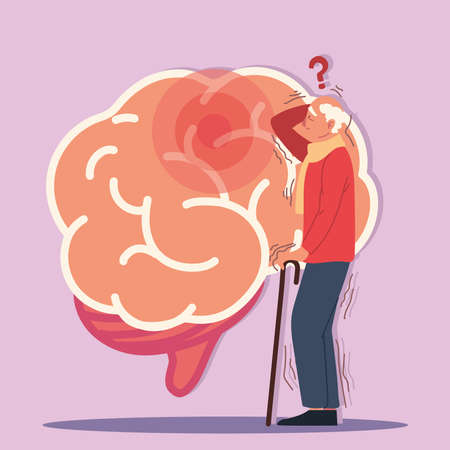 parkinson sad character brain diseaseのイラスト素材