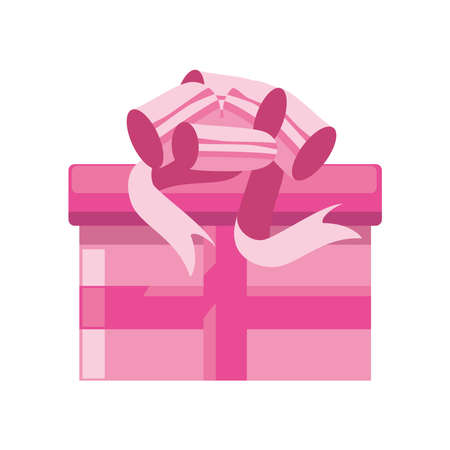pink gift box and bowのイラスト素材