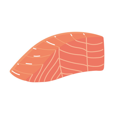salmon slice food icon isolatedのイラスト素材