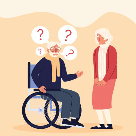 alzheimer disease old people charactersのイラスト素材