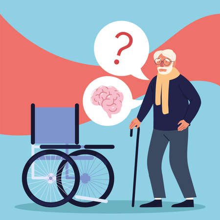 alzheimer disability old man dementiaのイラスト素材