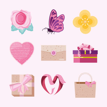 cartoon party celebration romantic setのイラスト素材