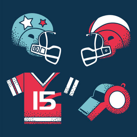 american football helmet whistle jerseyのイラスト素材