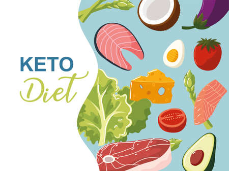 keto diet protein vegetables eggのイラスト素材