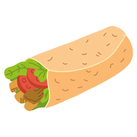 arabian food shawarma with vegetablesのイラスト素材