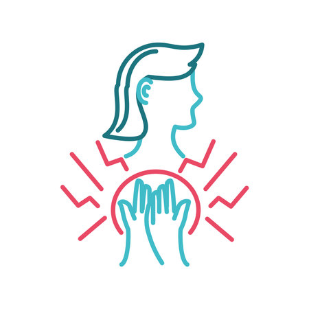 asthma disease symptom line isolatedのイラスト素材