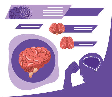 alzheimer human brain disorder bannerのイラスト素材