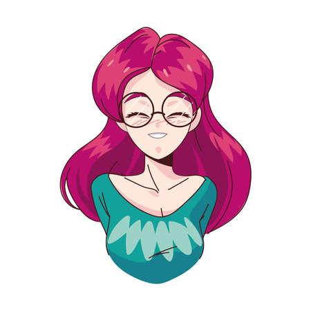 girl manga character isolated designのイラスト素材