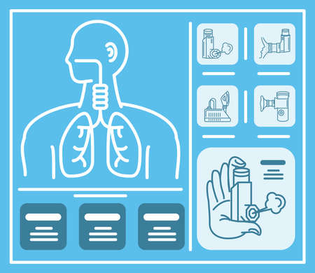 asthma treatment healthcare banner linearのイラスト素材