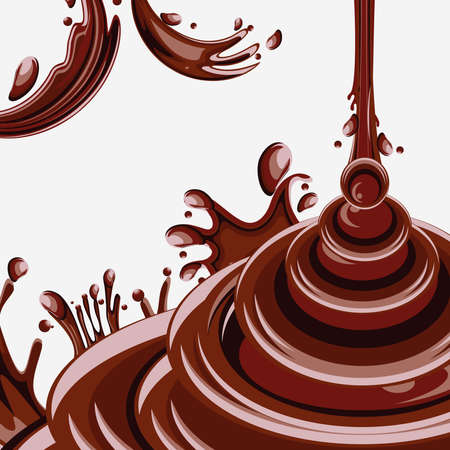 falling chocolate splashes sweet tastyのイラスト素材