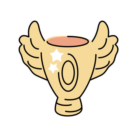 trophy wings award doodle cartoonのイラスト素材