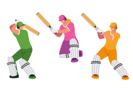 cricket players sport with equipmentのイラスト素材