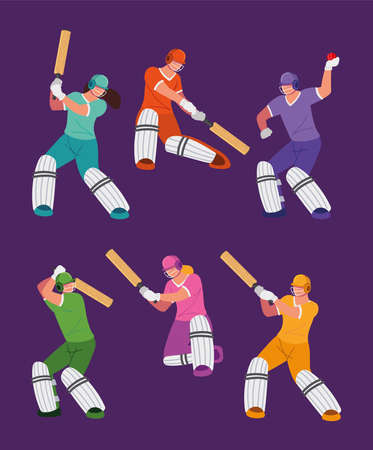 sport players cricket helmet batsのイラスト素材