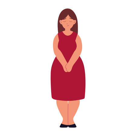 sad woman character isolated styleのイラスト素材