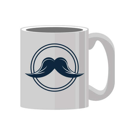 coffee cup mustache isolated styleのイラスト素材